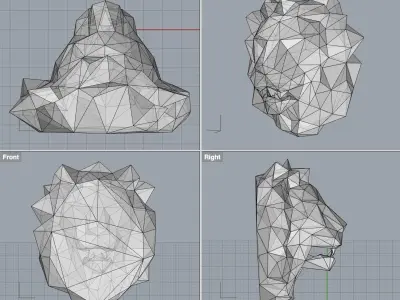Lion head low poly Low-poly 3D model