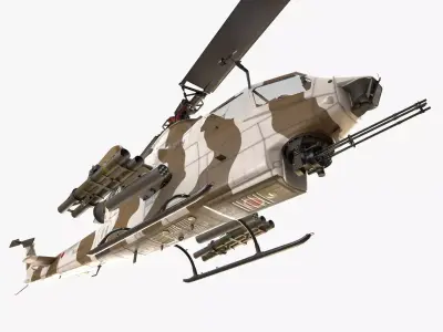 Bell AH-1S Cobra JGSDF Winter Complex Animation Low-poly 3D model