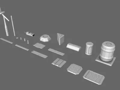 3D Sci-Fi Prop Kit Bash Free 3D model