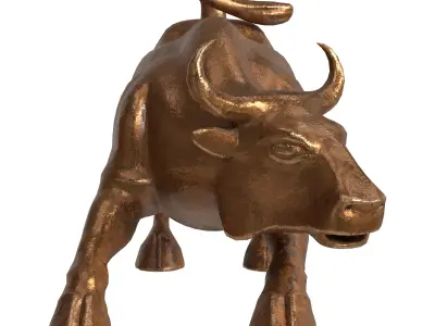 Bronze Buffalo statue Low-poly 3D model