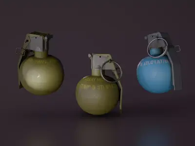 M67 HE Grenade  Game Ready PBR and LODS Low-poly 3D model