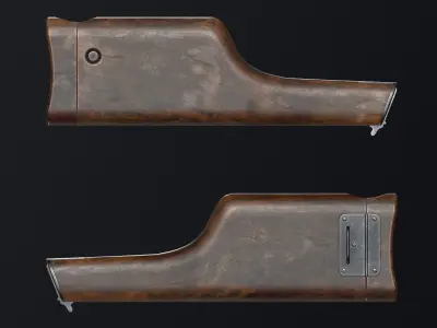 PBR Mauser Stock and Holster Low-poly 3D model