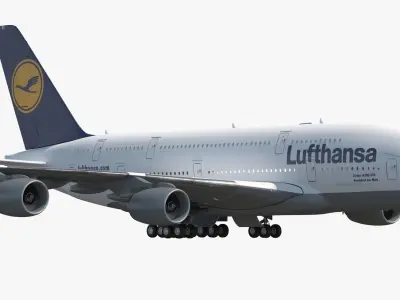 Jet Airliner Airbus A380 Lufthansa Low-poly 3D model