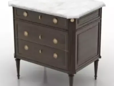 3d cabinet bedside table with marble top Free 3D print model