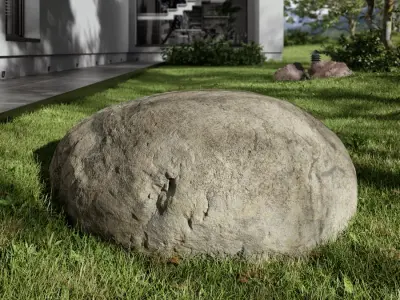  Warm Toned Marbled Round Large Rock Boulder Model 