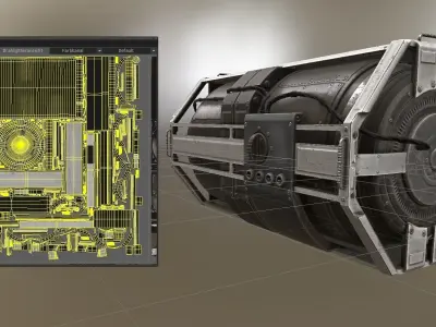 Futuristic Emergency Backup Generator  Low-poly 3D model