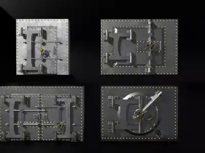 Reinforced Vault Door Set Low-poly 3D model