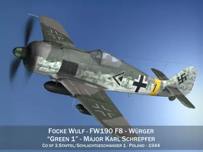 Focke Wulf - FW190 F8 - Green 1 3D model
