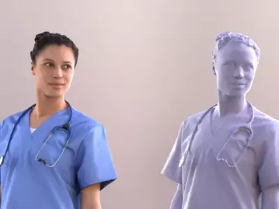 Diana 10896 Standing Nurse With Stethoscope Free low-poly 3D model