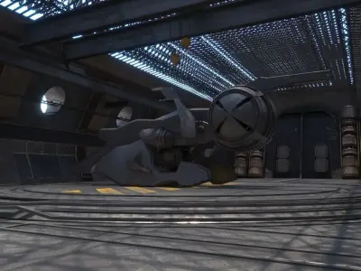 Abandoned space station Low-poly 3D model