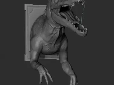 Spinossaur t - rex on wall 3D print model