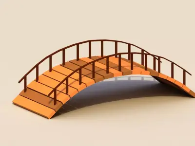 Low Poly Wooden Bridge Low-poly 3D model