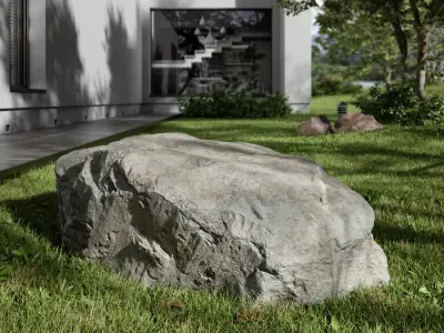  Cool Toned Flat Top Jagged Large Rock Boulder Model 