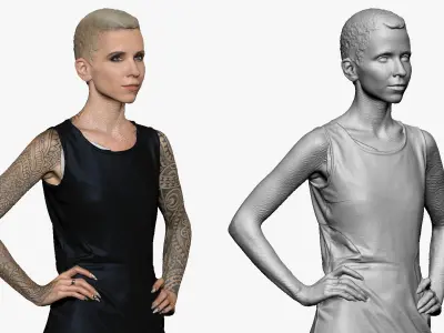 001505 blonde girl with tattoo 3D model