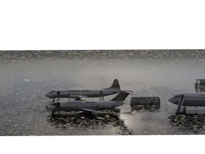 Boeing 707 720 727-100 DC-9 and VISCOUNT V800 3D model