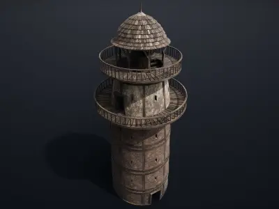 WATCHTOWER PLATFORM MEDIEVAL SLAVIC TOWER VILLAGE COLLECTION AAA Low-poly 3D model
