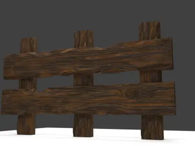 Wooden Fence 3D model 12