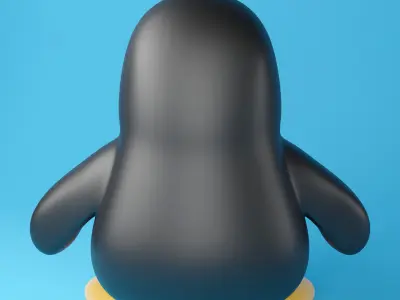 Cute penguin 3D model flat design  Low-poly 3D model