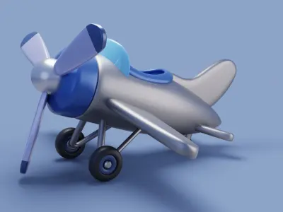 Cartoon stylized airplane Low-poly 3D model