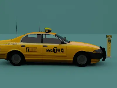 New York taxi car Low-poly 3D model