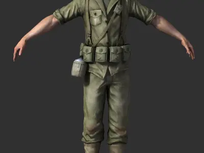 WWII soldier Low-poly 3D model