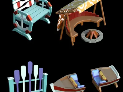 Third Stylized Beach Pack Low-poly 3D model