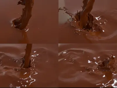 Pouring Milk Chocolate Animated Splash 3D model