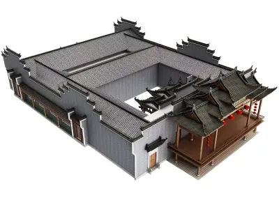 Chinese stage Low-poly 3D model
