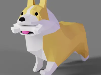 Low Poly Corgi Low-poly 3D model