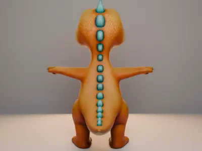 Tiny Rex Rigged Cartoon Dinosaur Low-poly 3D model