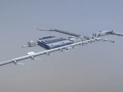 Airport Terminal EGKK North Terminal Gatwick Airport Low-poly 3D model