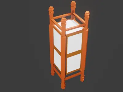 Low Poly  japanese lamp model Free low-poly 3D model