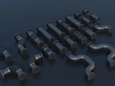Modular Industrial Pipes PBR Low-poly 3D model