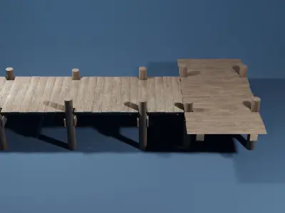 T shaped dock Low-poly 3D model