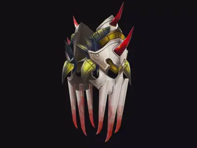 Claw Hand Medieval Claws Glove Blade Cutting Edged Wedge Low-poly 3D model