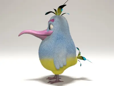 cartoon bird Low-poly 3D model