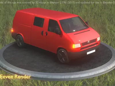 City Car 29 Commercial Transporter Type-C Red Low-poly 3D model