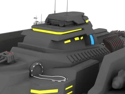 SCI-FI Battleship Poseidon Free low-poly 3D model