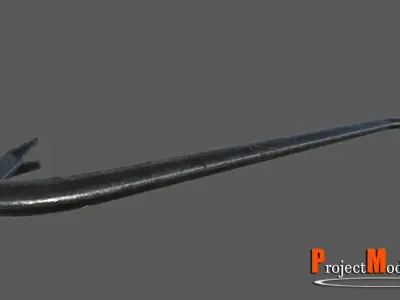 Crowbar-Version002 fishing hook Low-poly 3D model