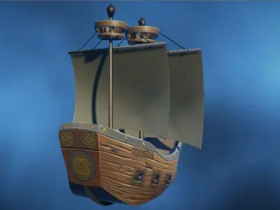 Pirate Ship Hand-Painted Low-poly 3D model