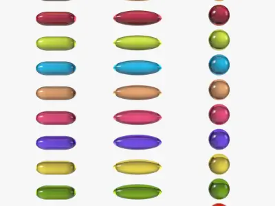 Set of oil pills with 4K PBR tex and color variations Low-poly 3D model