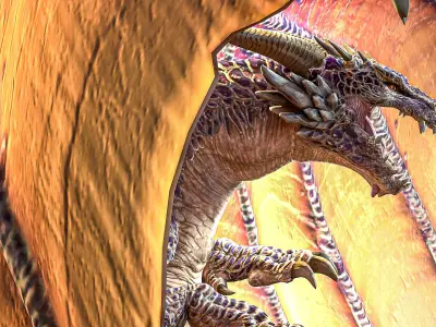 Dragon orange flying Low-poly 3D model