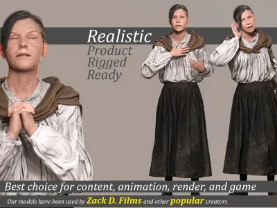 Elda Realistic Elderly Woman 3D Character Model Low-poly 3D model