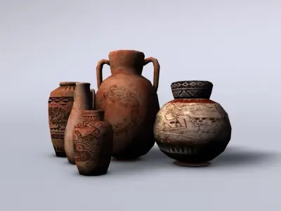Low poly aztec pottery Low-poly 3D model
