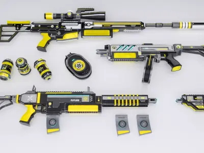 Sci-Fi Weapons Pack Low-poly 3D model