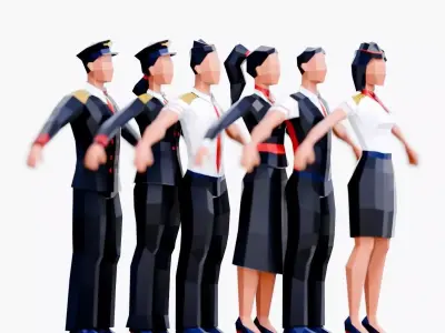 Low Poly Airline Crew Pack Low-poly 3D model