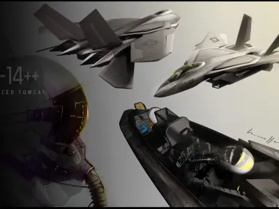 F-14  stealth concept Low-poly 3D model