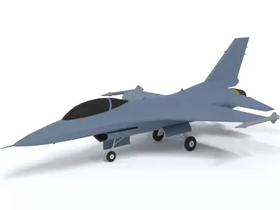 Low Poly Cartoon F-16c Fighting Falcon Low-poly 3D model