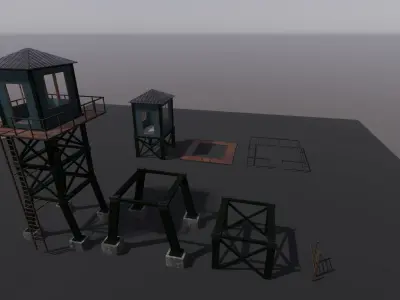 Guard Tower Metal Low-poly 3D model