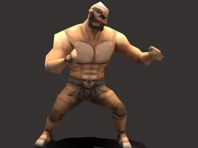 Super lowpoly hand painted Fantasy Warrior Low-poly 3D model
